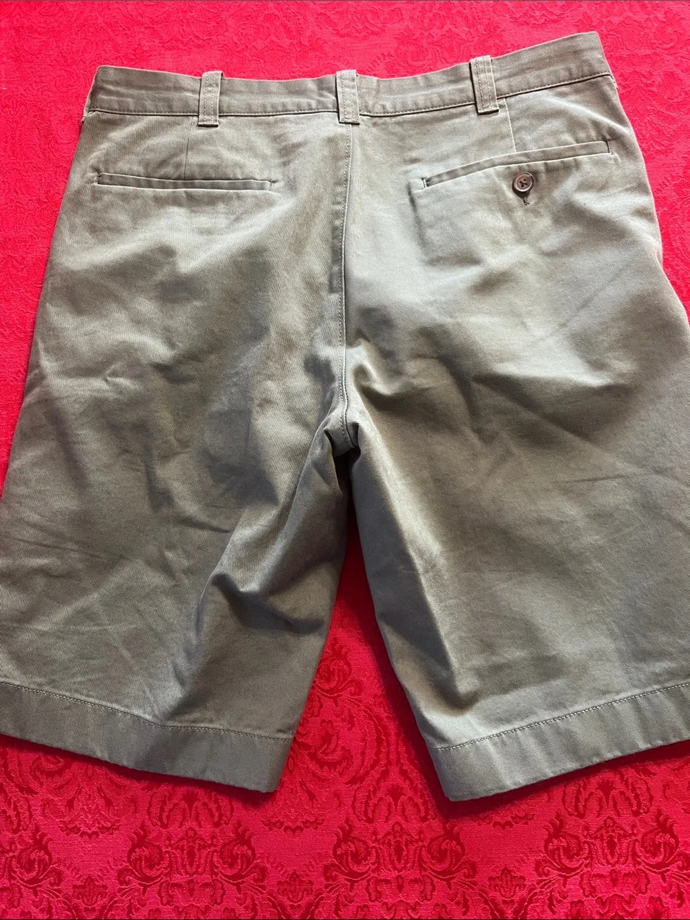 J.Crew Men's Olive Green Chino Shorts Size 31 Flat Front 100% Cotton 10.5